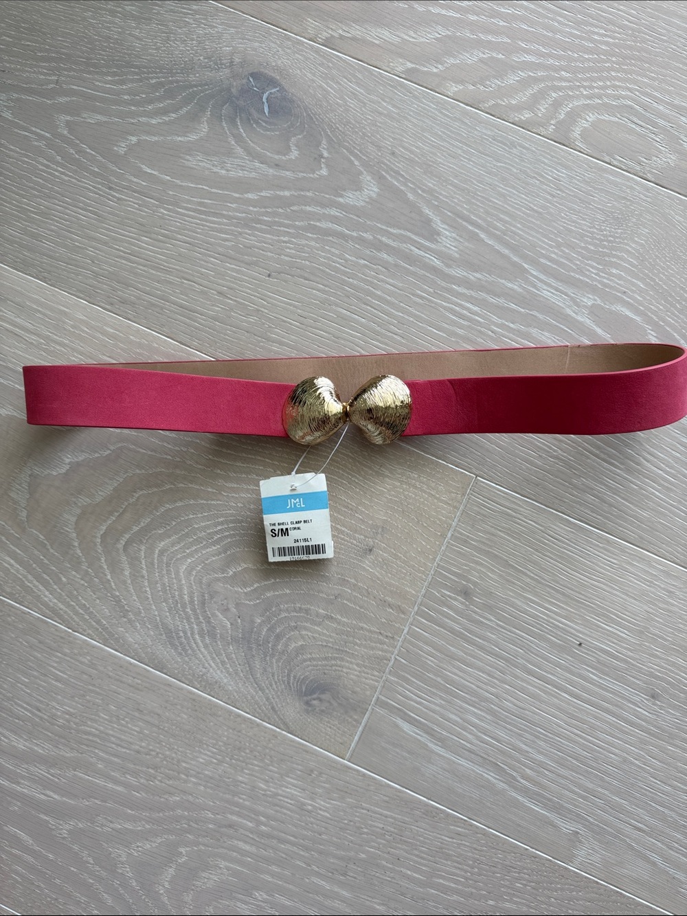 Gold Buckle pink/coral suede Belt -